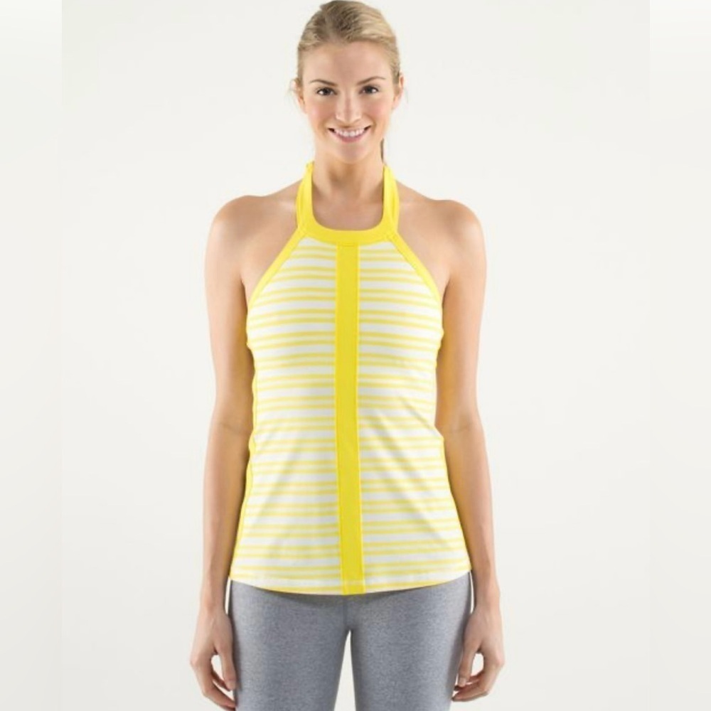 Lululemon Hip To Be Zen Halter in Twin Stripe Sizzle, size 6